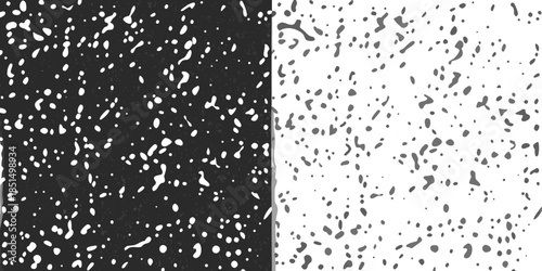 A contrasting image showing black and white speckled patterns side by side