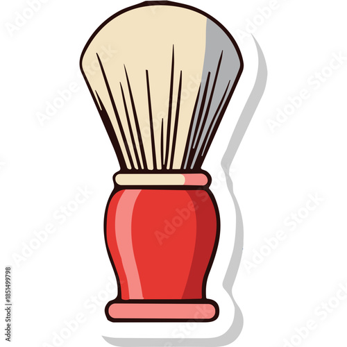 Classic Red Shaving Brush Vector Illustration