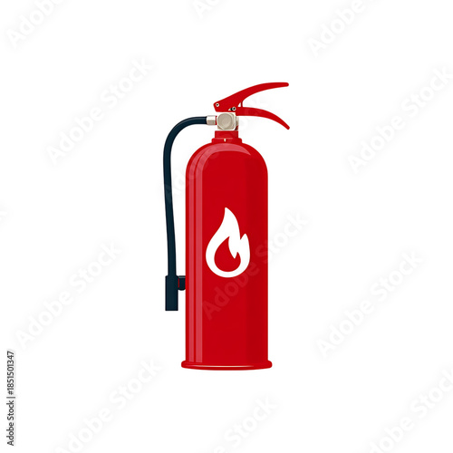 Red Fire Extinguisher with Flame Icon on transparent background