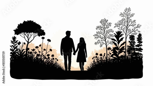 Father and Daughter Holding Hands Walking Together.