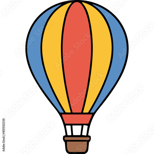 Colorful Hot Air Balloon Illustration with Basket