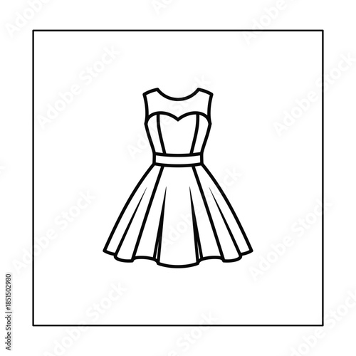 Simple black and white illustration of a dress