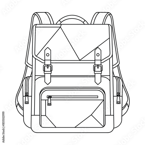 Simple black and white backpack illustration