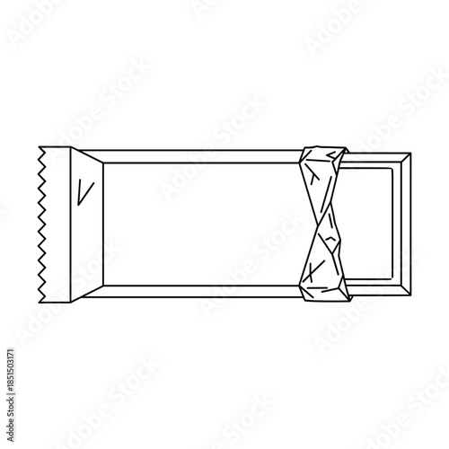 Broken chocolate bar with wrapper