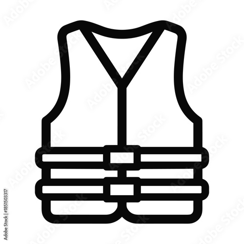 Black Life Jacket Icon Illustration