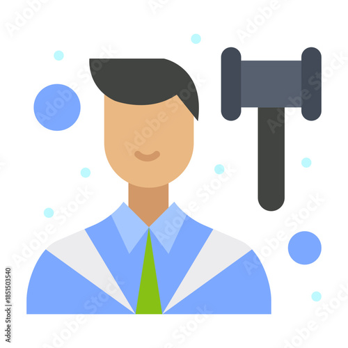 Judge in Courtroom: A digital illustration depicts a judge, symbolizing the administration of justice and legal proceedings. The image presents a clean and modern design.