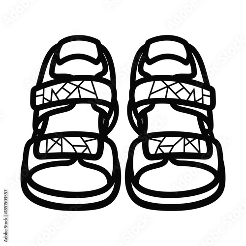 Black sandals illustration on white background