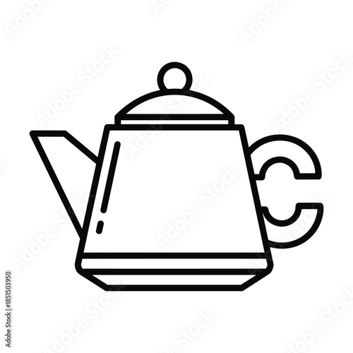 Simple black line drawing of a teapot on white background