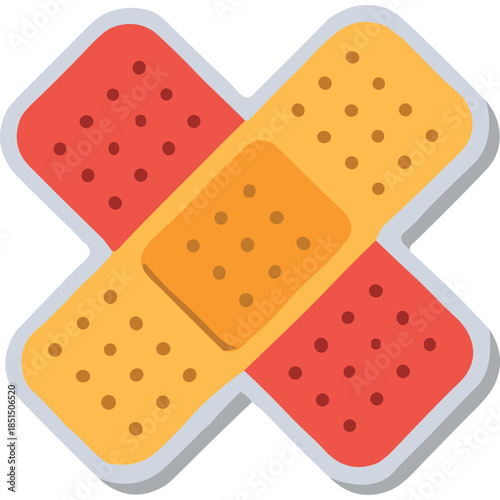 Crossed Adhesive Bandages Icon: First Aid and Healing Symbol