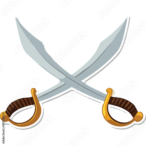 Crossed Pirate Swords Cartoon Illustration