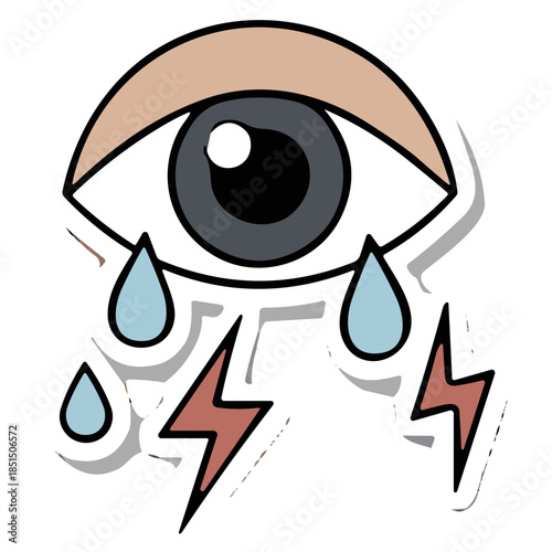 Crying Eye with Lightning Bolts Sticker - Emotional Graphic