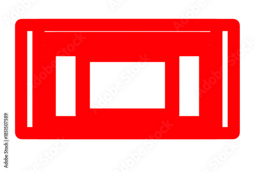 Modern red ticket stub template with white background
