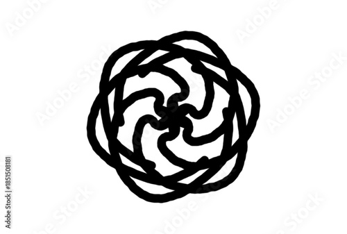Intricate black swirling pattern on white background