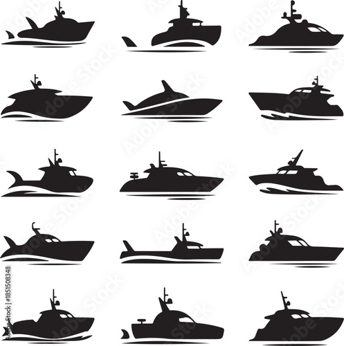 Collectionofvariousluxuryyachtsandboatsisolatedillustration