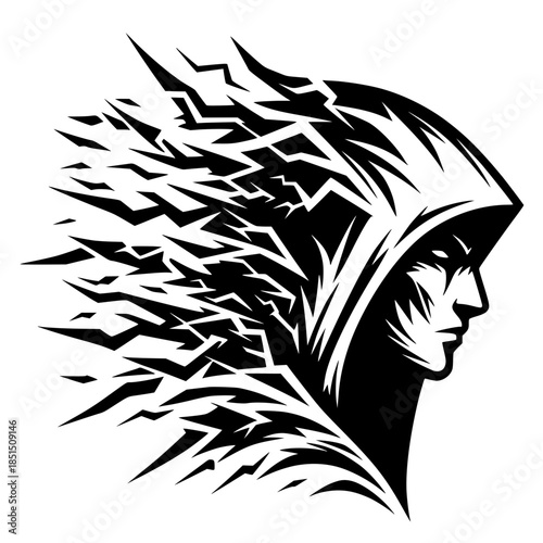Silhouette ninja assassin vector design