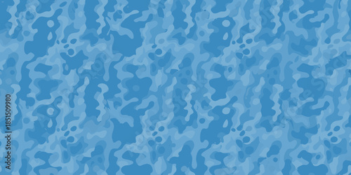 Abstract blue background with organic shapes and flowing mottled patterns