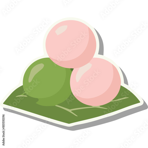 Cute Dango Dessert Sticker - Pink and Green Sweet Balls