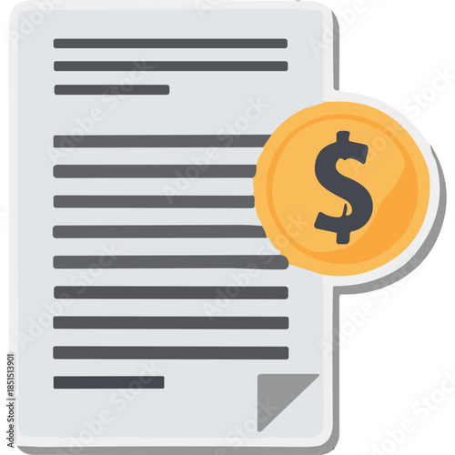 Dollar Coin and Document Icon