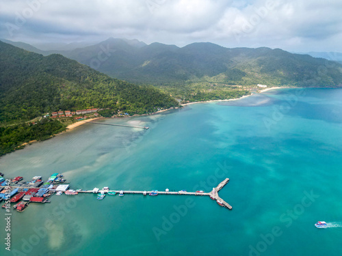 Wallpaper Mural Aerial view of Bang Bao Pier and lighthouse on Koh Chang, Trat province, Thailand. Torontodigital.ca