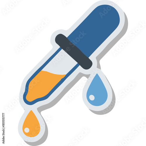 Dropper with Liquid Drops Icon - Science, Chemistry, Medicine