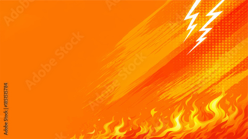 Abstract fire flames background vector features orange and yellow wave patterns with golden light lines creating a motion flow illustration for a decorative energy wallpaper art backdrop