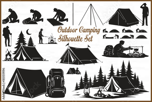 set of camping elements