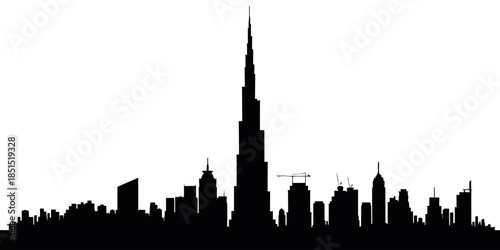 Modern city skyline with sleek skyscrapers and urban landscape