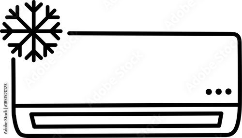 Air Conditioner Cooling Mode Snowflake Symbol. Flat Outline Vector Icon