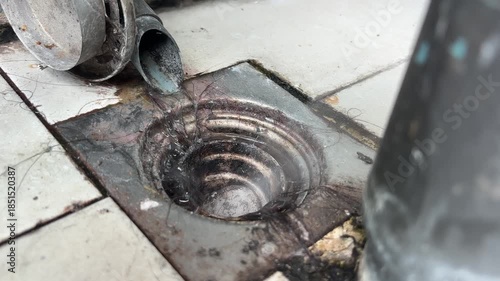 Smoke from drainage sewage pipe close up shot.