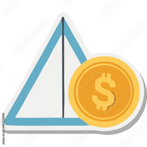 Financial Risk Warning Sign with Dollar Coin Icon