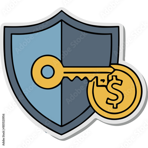 Financial Security Shield Key Coin Icon