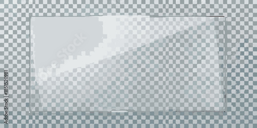 Clear glass sheet with a reflective surface on a transparent background