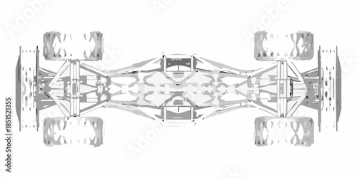 Intricate symmetrical design resembling a vehicle or mechanical structure