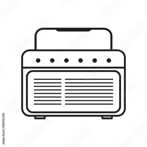 Vintage Portable Radio Line Icon Illustration