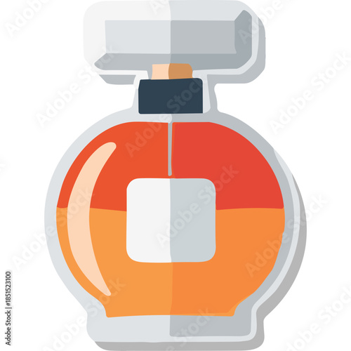 Flat Design Perfume Bottle Illustration with Orange Liquid