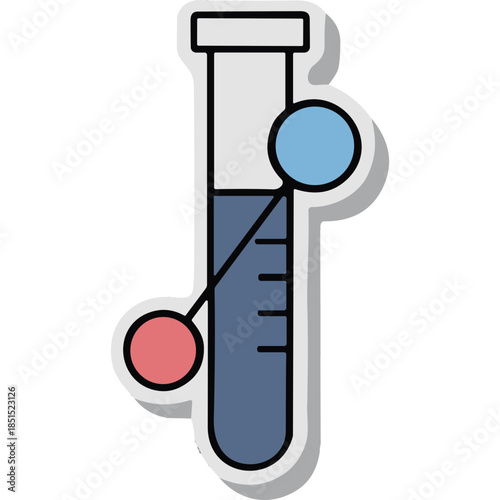 Flat Design Science Test Tube Icon with Molecules
