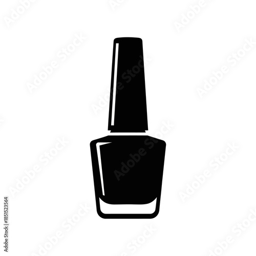 Nail Polish Bottle Silhouette Isolated on White Background.