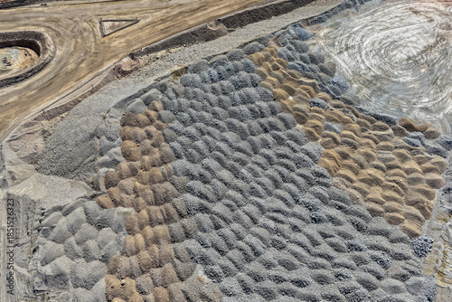 Schilderij op canvas Aerial view of mine waste dump