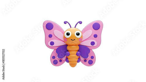 Cute 3D Butterfly Illustration on White Background