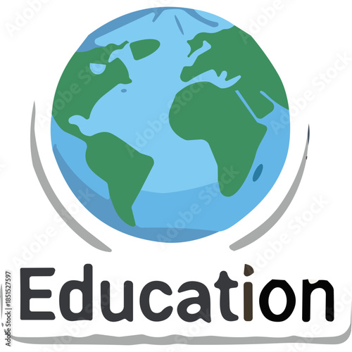 Global Education Concept Globe Icon with Text