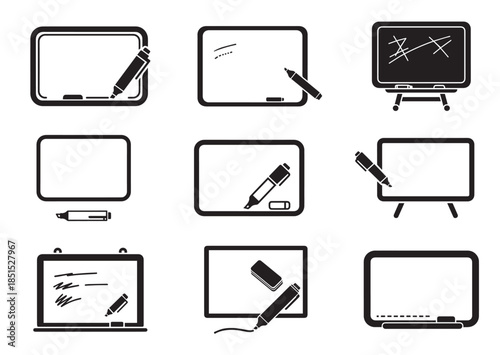 Whiteboard icon Set, Whiteboard silhouette vector
