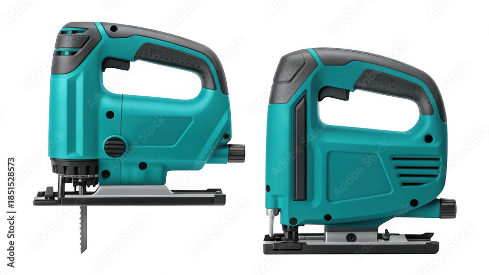 Naklejka premium Two teal jigsaws on a black background showing front and back