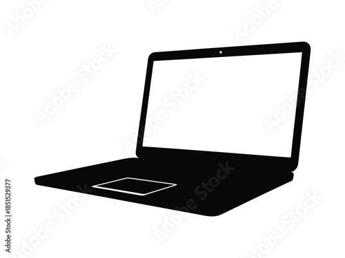 Laptop Computer Silhouette Icon – Digital Technology Device Illustration