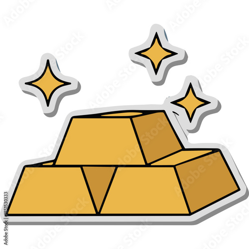 Golden Bars Illustration with Sparkles