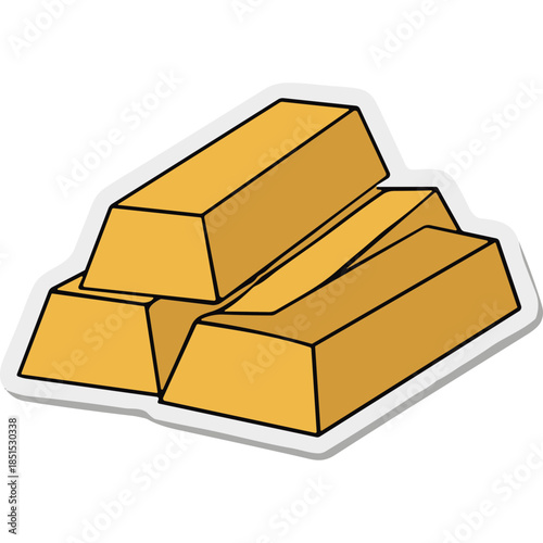 Golden Bullion Bars Sticker - Wealth and Riches Icon
