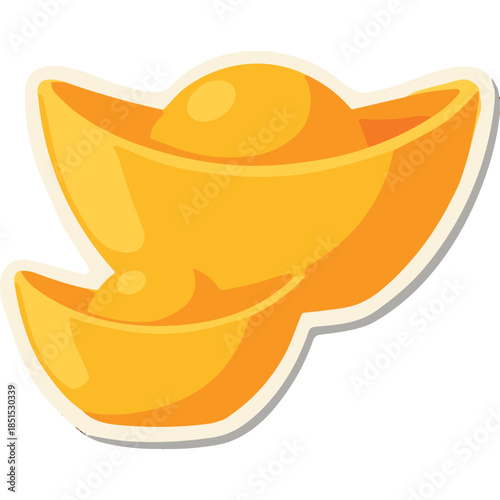 Golden Chinese Ingots Lucky Symbol Cartoon Illustration