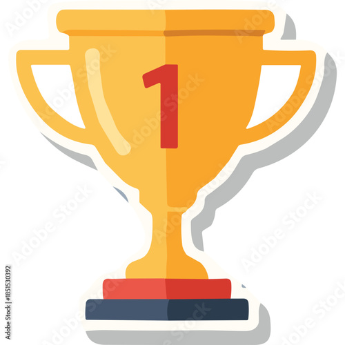 Golden First Place Trophy Icon - Achievement & Victory Symbol