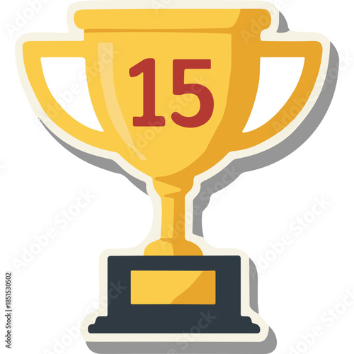 Golden Trophy with Number 15 Icon