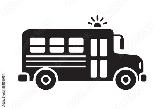 School bus icon, School bus silhouette vector