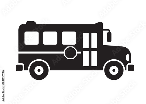 School bus icon, School bus silhouette vector